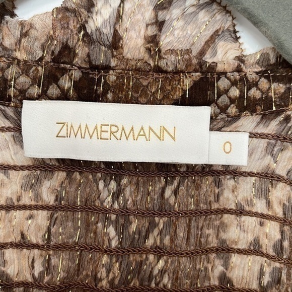 Zimmermann Botanica Python Print Silk Long Sleeved Blouse Size 0 - Picture 5 of 12